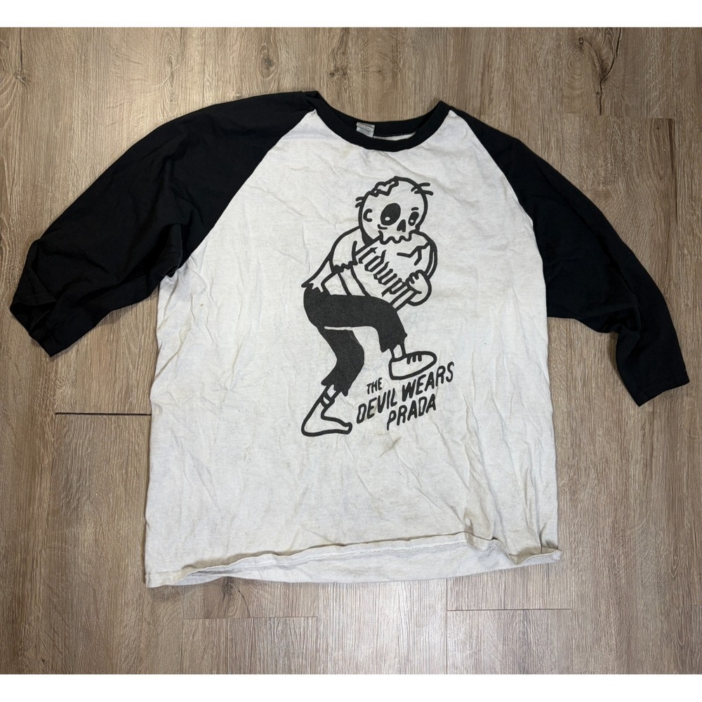 The Devil Wears Prada Metalcore 3/4 Sleeve Shirt White Black XL Band Merch